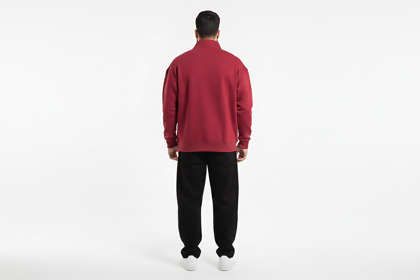 Textured Zip-Neck Knit Jumper – Royal Maroon