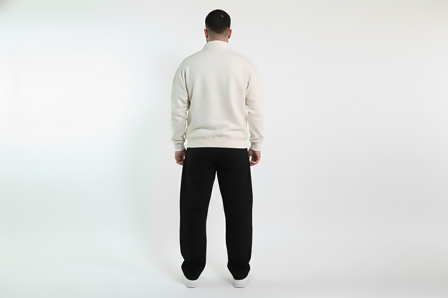 Textured Zip-Neck Knit Jumper – Soft Ivory